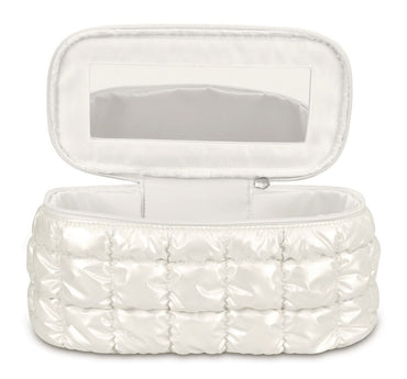 Pearl White Shiny Puffer Cosmetic Case