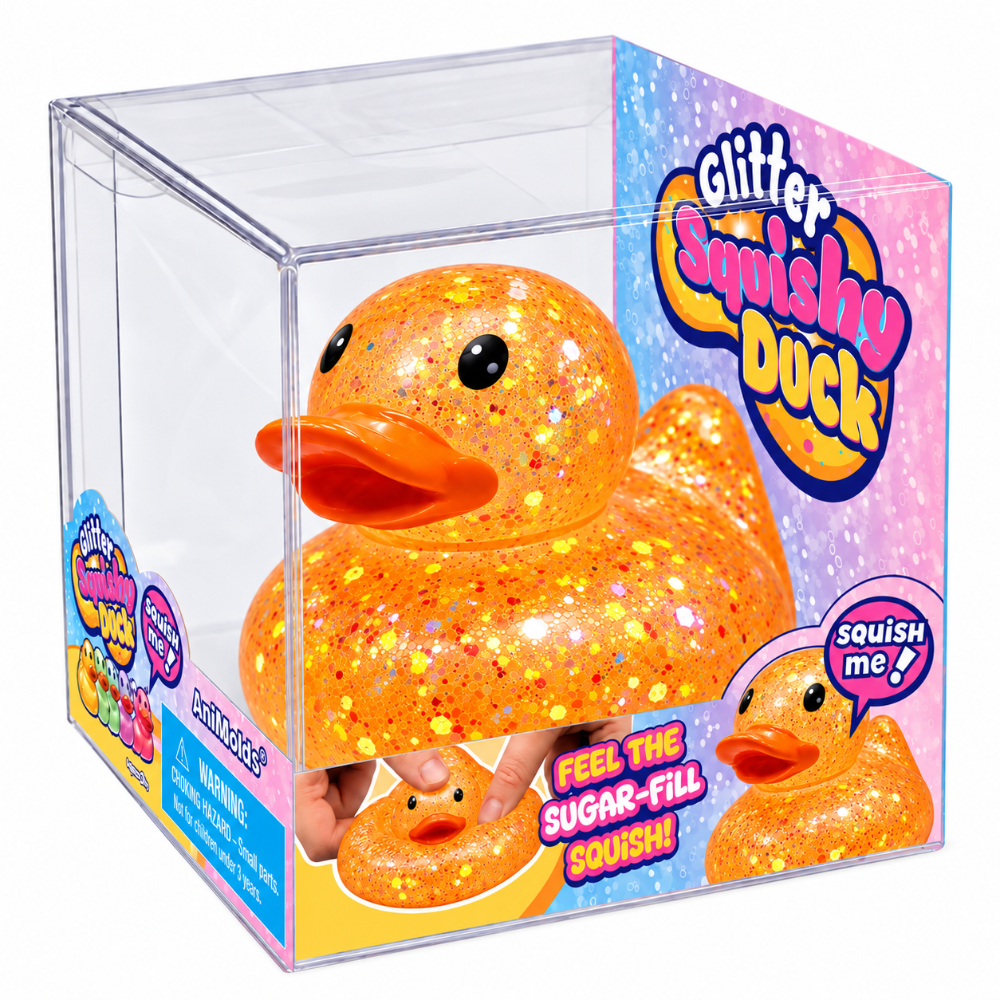 Glitter Squishy Duck Orange
