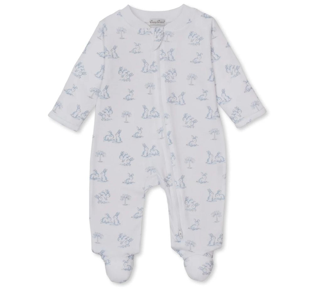 Springtime Bunn-Footie w/ Zip PRT Light Blue