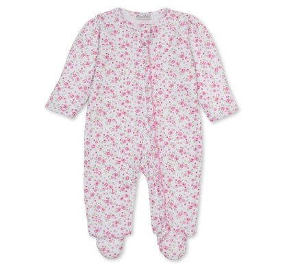 Footie W-Hand Emb Cottage Roses Pink