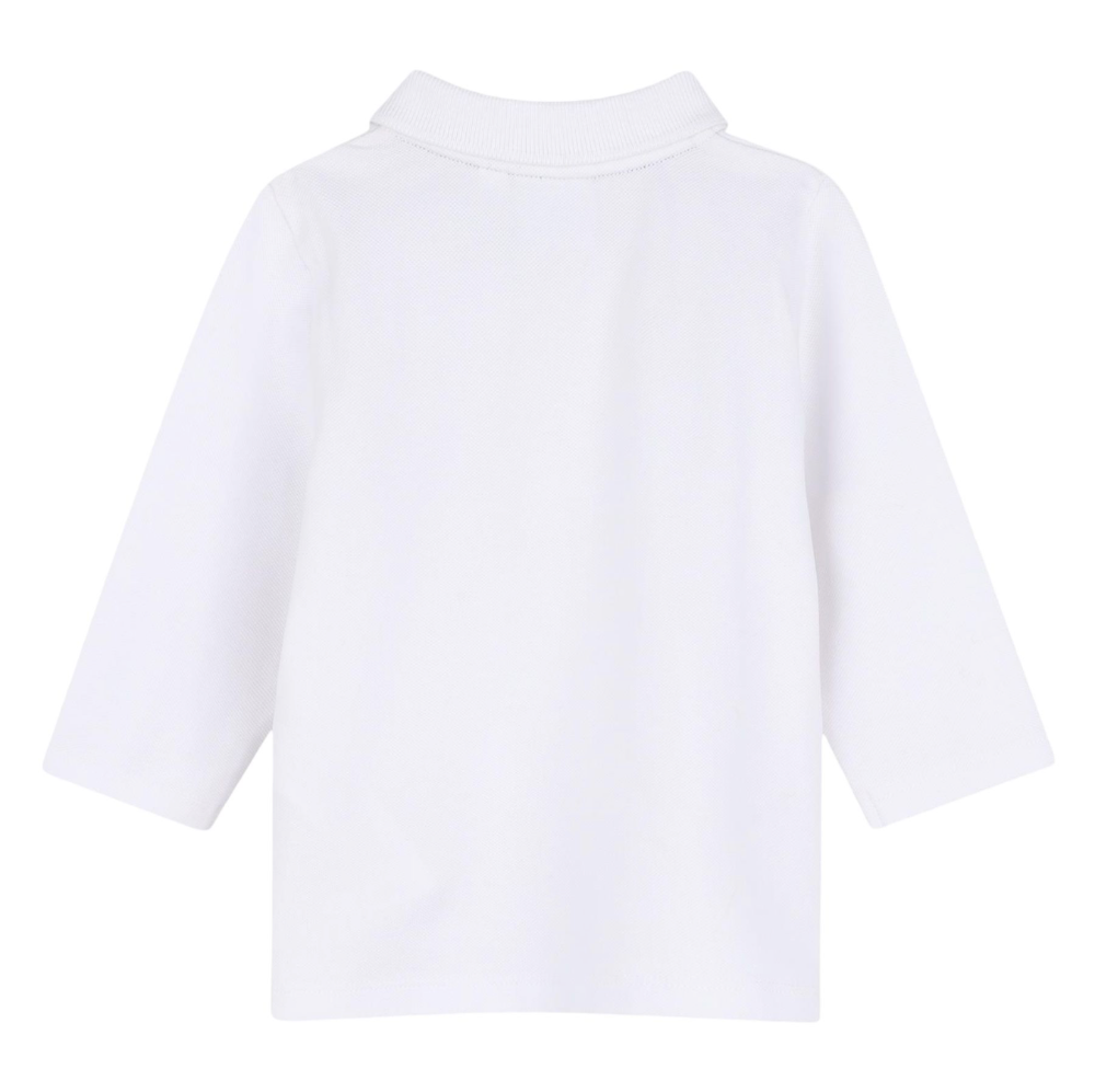 Pique Polo W/Iconic Stripe Across Chest White