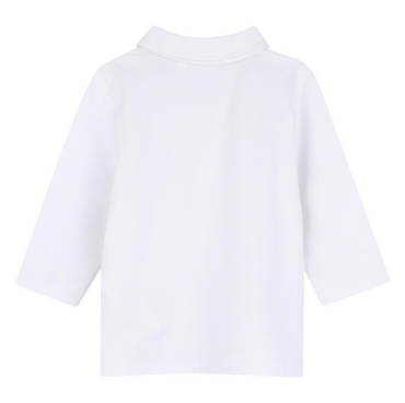 Pique Polo W/Iconic Stripe Across Chest White