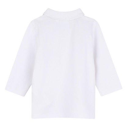 Pique Polo W/Iconic Stripe Across Chest White