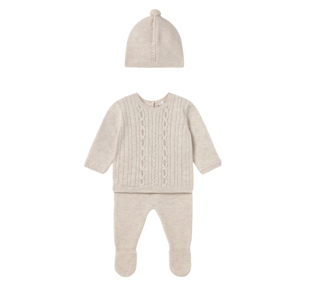 Conjunto Polaina & Gorro Tricot Milk Vigore