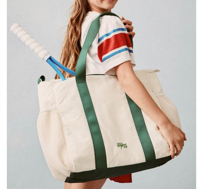 Riley Tennis Tote Ivory-Green