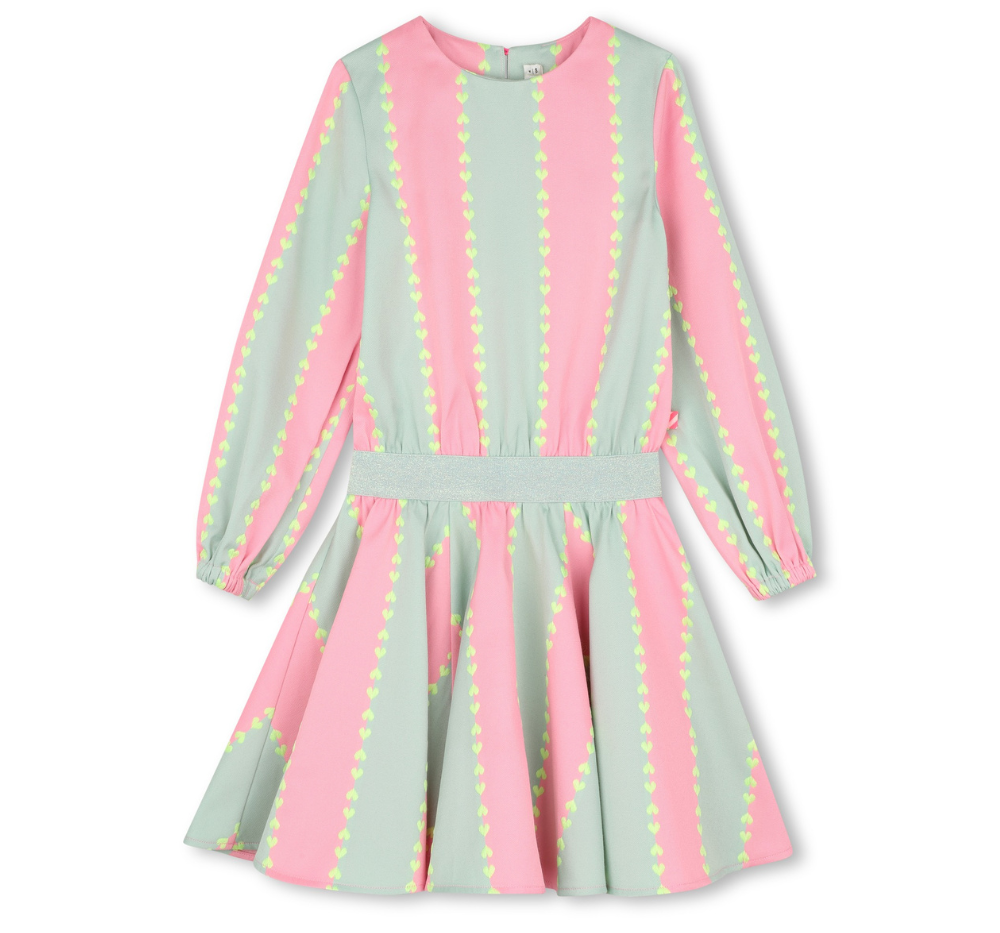 Dress Pink Long Sleeve Chevron