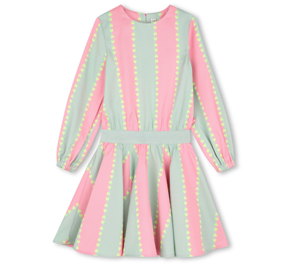 Dress Pink Long Sleeve Chevron