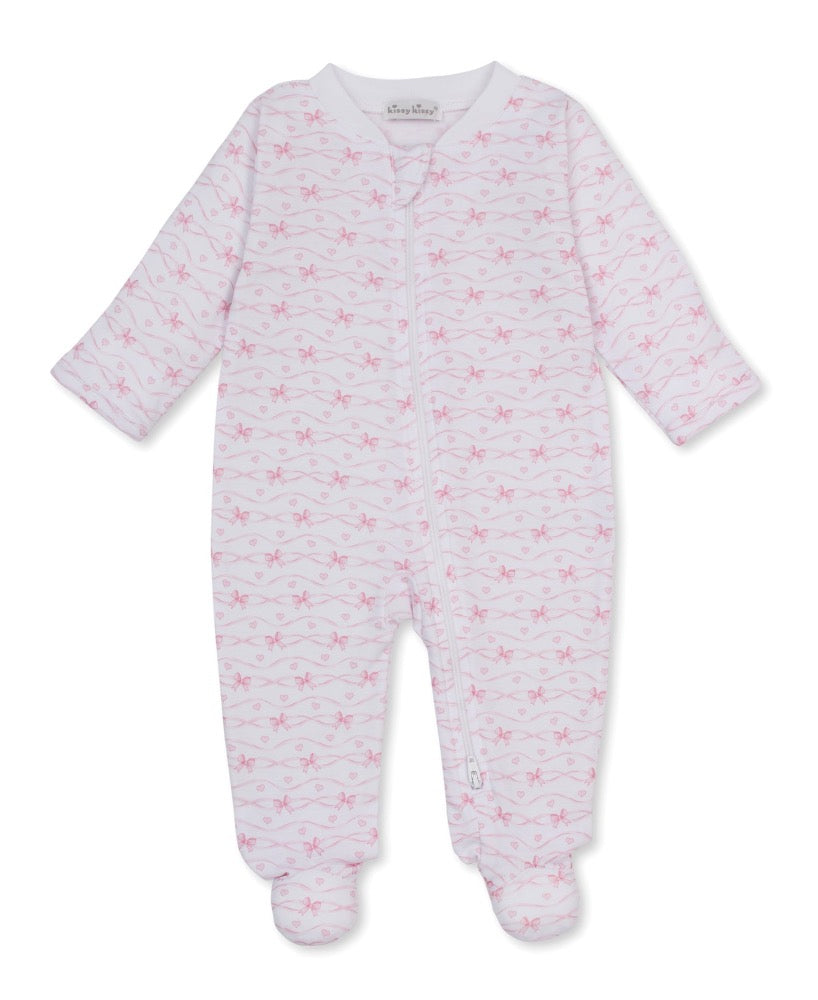 Footie W-Zip PRT PJs Baby Bows Pink
