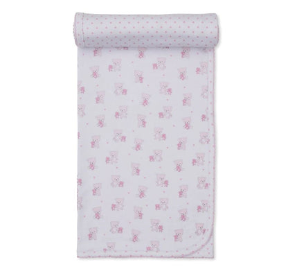 Teddy Bear Love-Reversible Blanket Pink