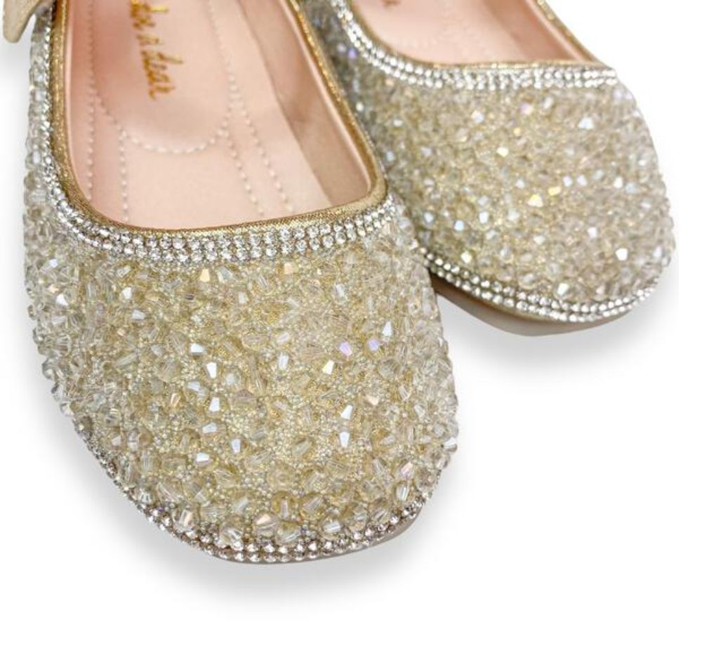 Bead Stone Flat Shoes Lt.Gold Big