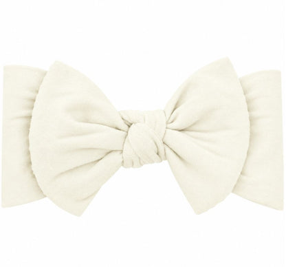 Soft Nylon Baby Band with Nylon Bowtie Antique White 0-6M