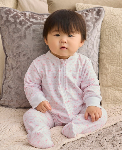 Footie W-Zip PRT PJs Baby Bows Pink