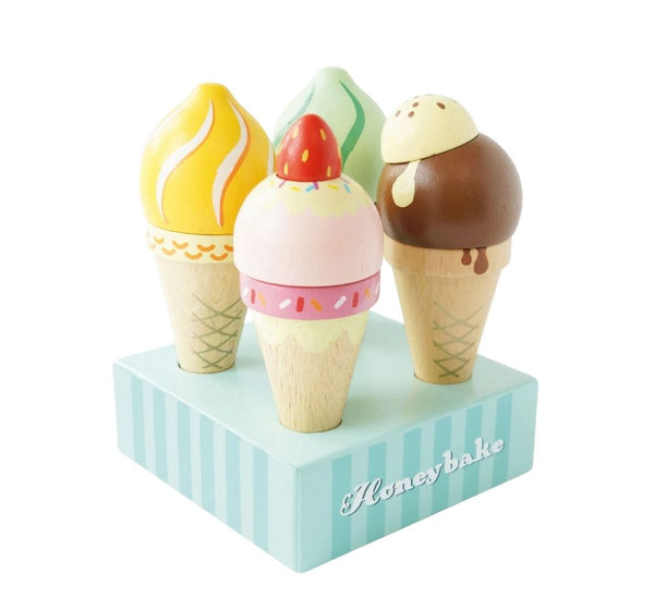 Wooden Ice Cream Cones Set 4