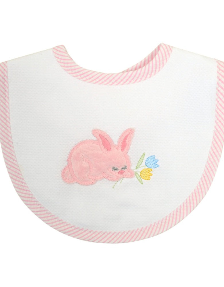 Pink Bunny Medium Apliqued Bib