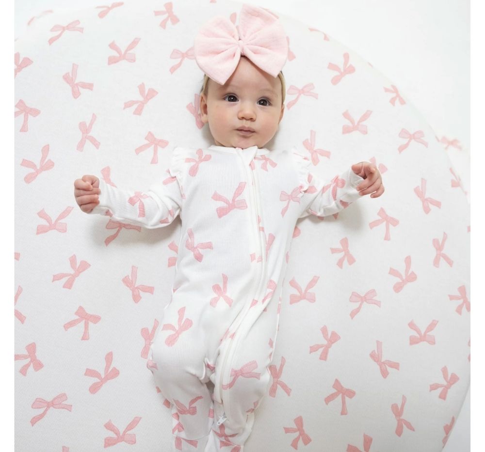 Pretty Bows 2 Way Ruffle Sleeve Zipper Footie
