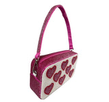 Fuchsia-White Custom beaded Heart Bag
