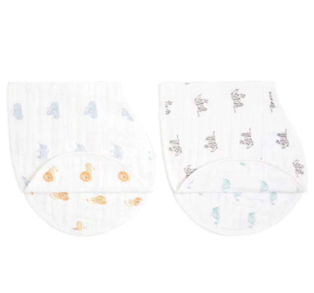 Organic Muslin Burpy Bibs Animal Kingdom 2 Pack