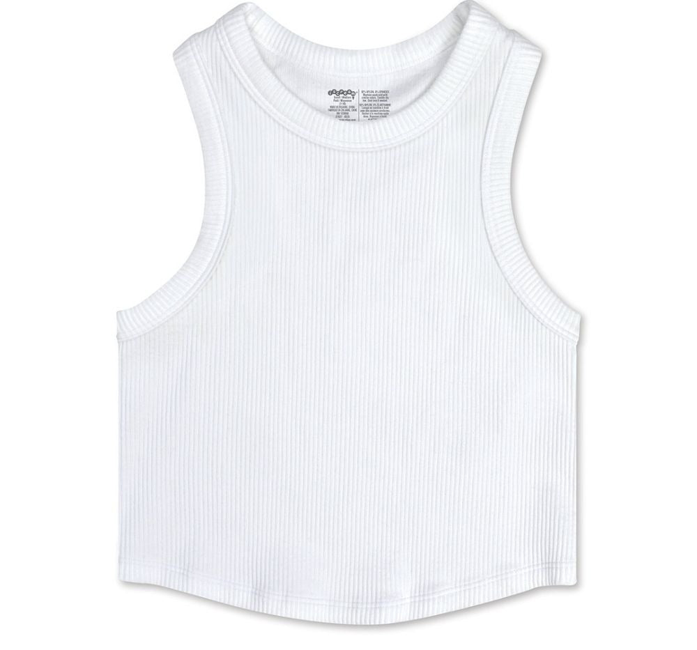 White Cropped Racerback Tank Top
