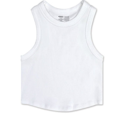 White Cropped Racerback Tank Top