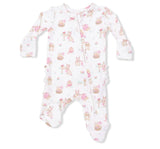 Easter Egg Hunt Pink 2 Way Ruffle Back Zipper Footie