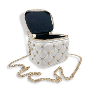 Embellished Vanity Quilted Purse White