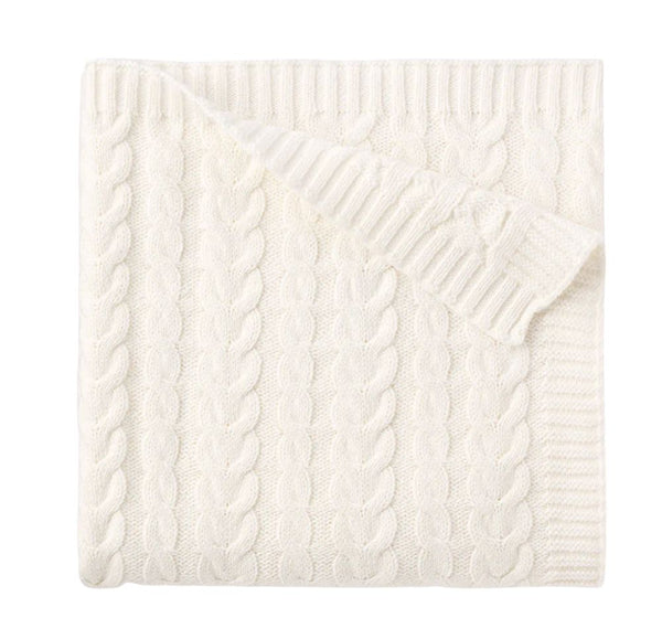 Whisper White Horseshoe Cable Blanket