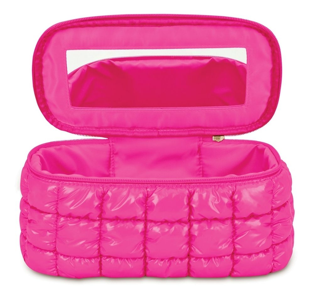 Hot Pink Shiny Puffer Cosmetic Case