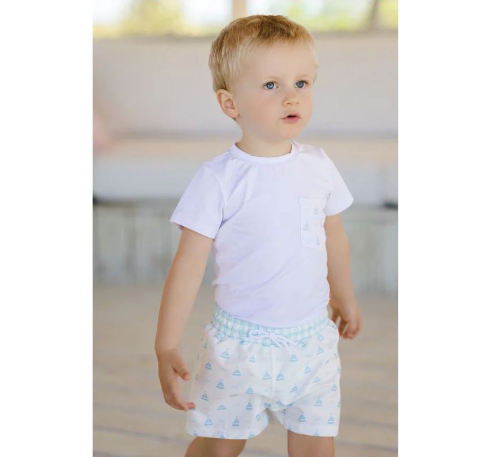 Blue Sailboats Boy Tshirt & Trunks