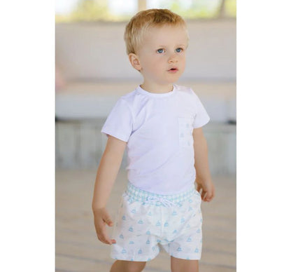 Blue Sailboats Boy Tshirt & Trunks