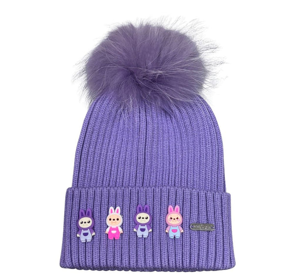 Cuesters Charm Hat With Fur Pom Purple