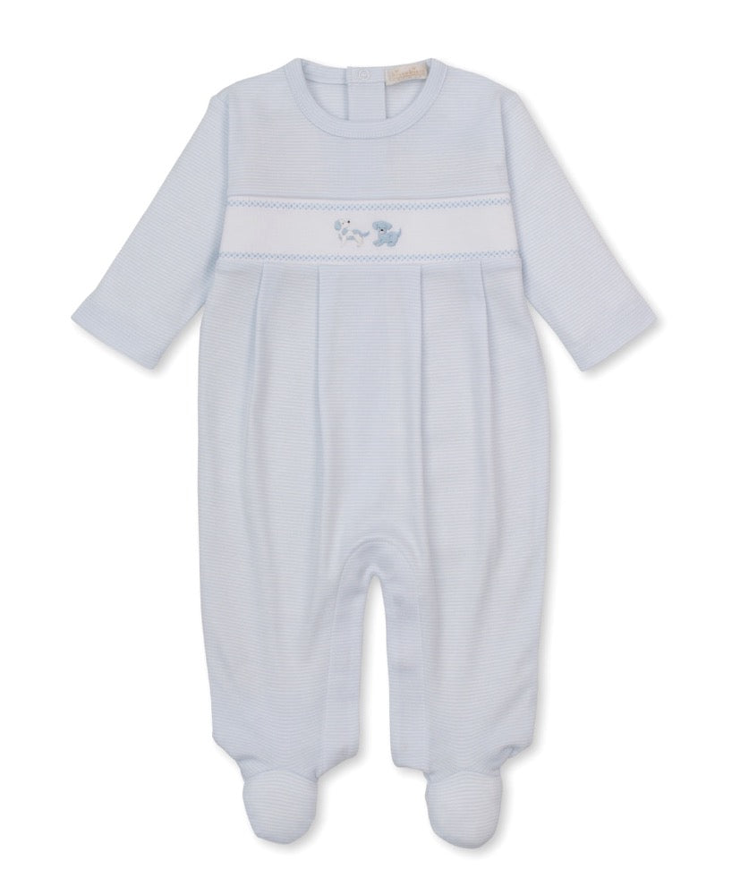 Footie W-Hand Emb Premier Puppy Paws Blue