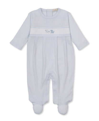 Footie W-Hand Emb Premier Puppy Paws Blue