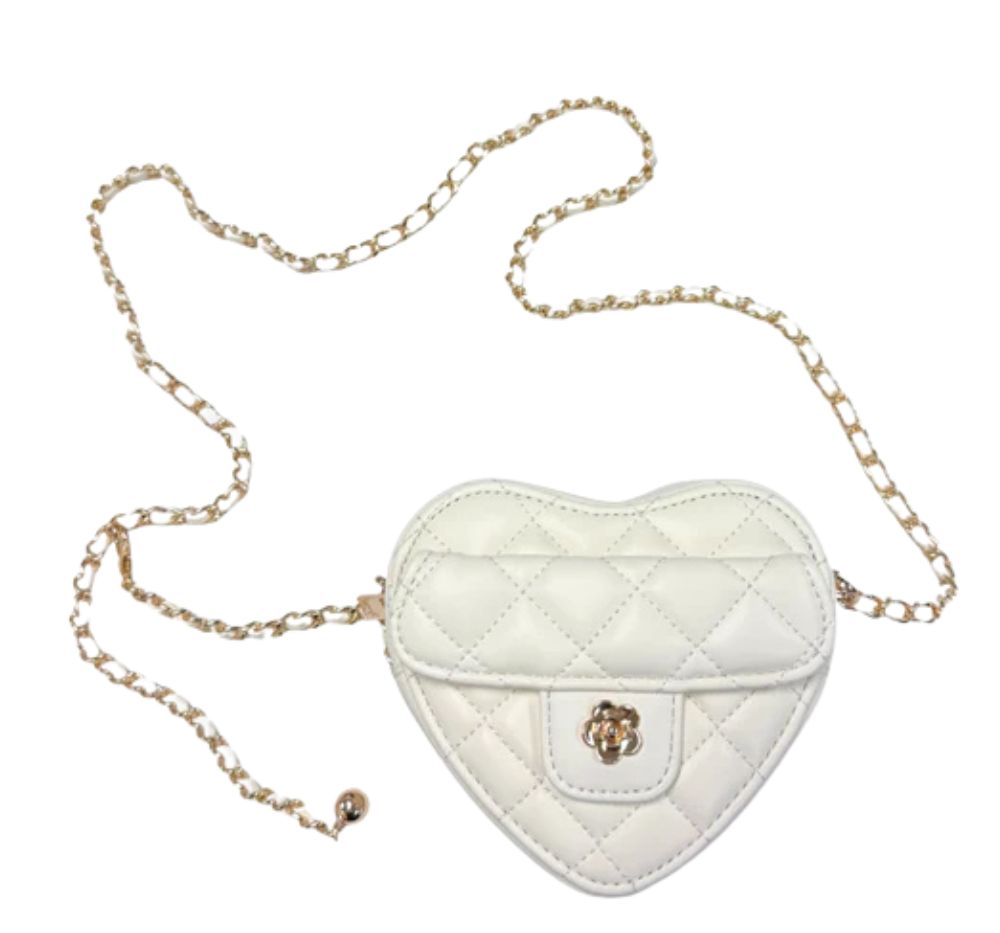 Quilted Leather Heart Purse Ivory