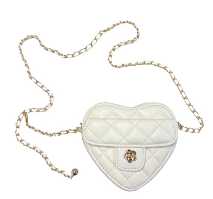 Quilted Leather Heart Purse Ivory