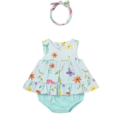 Conjunto 3 Piezas Con Diadema Short Hawaii