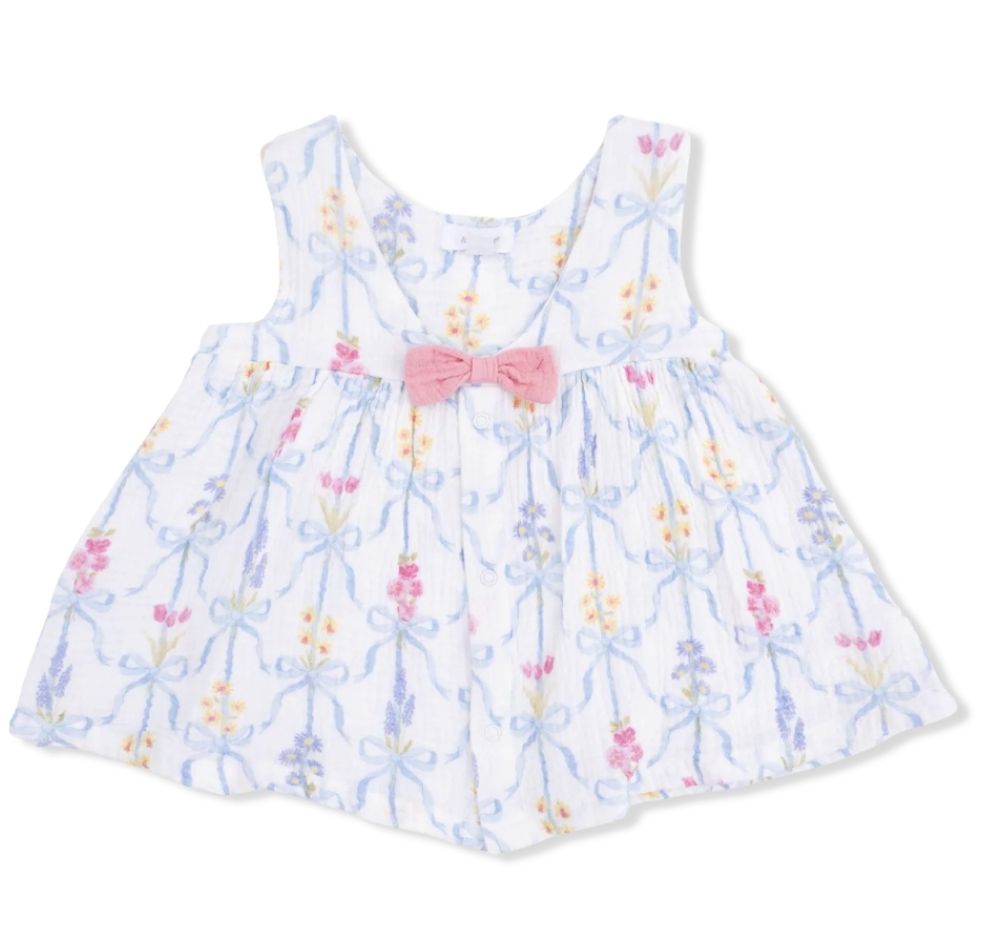 Ribbon Bouquets Dress with Bow & Bloomer