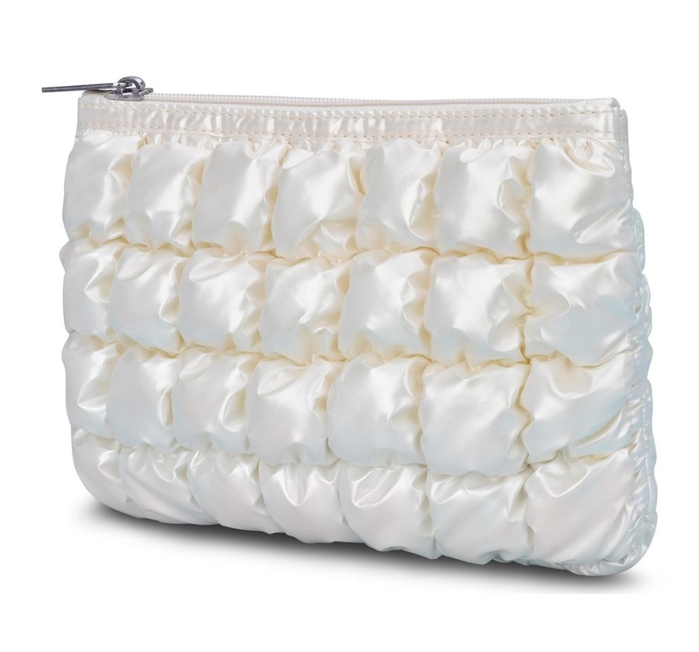 Pearl White Shiny Puffer Pouch