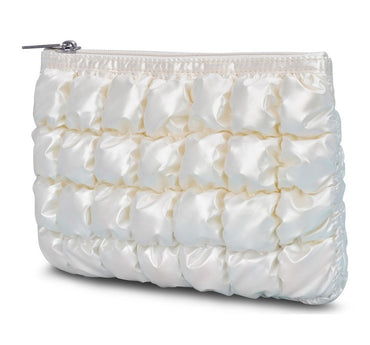Pearl White Shiny Puffer Pouch