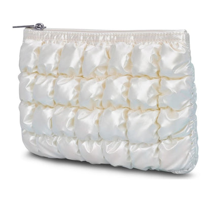 Pearl White Shiny Puffer Pouch
