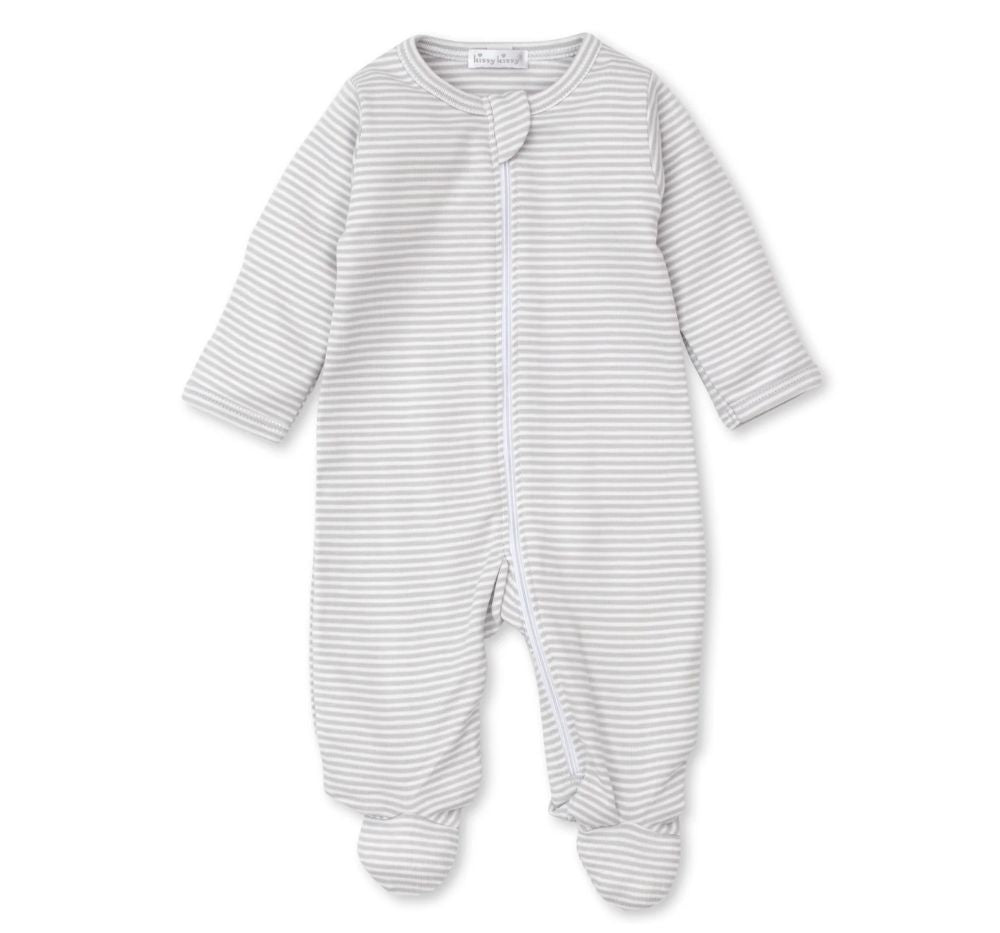 Stripes Footie w/ Zip Silver