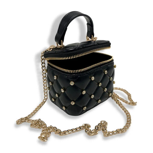 Embellished Vanity Quilted Purse Black