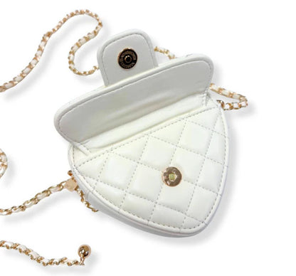 Quilted Leather Heart Purse Ivory