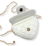Quilted Leather Heart Purse Ivory