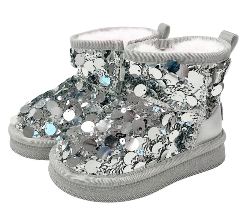 Sequin Boot Silver