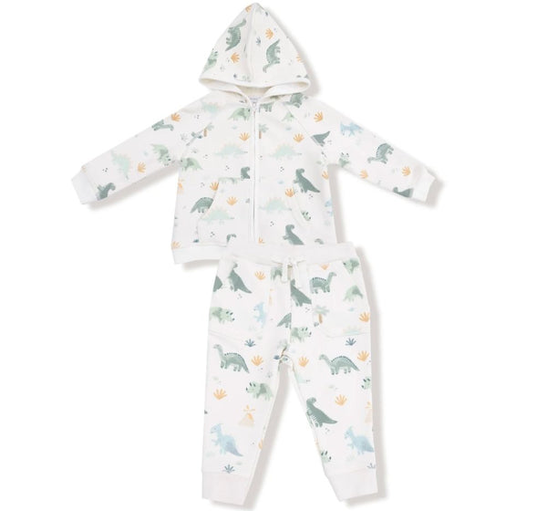 Dinos French Terry Green Zip Hoodie & Jogger set