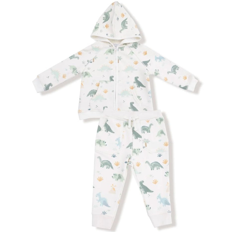 Dinos French Terry Green Zip Hoodie & Jogger set