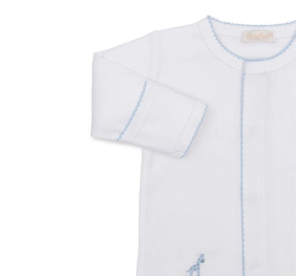 Footie W-Hand Emb Jungle Hang Out Wht-Lt.Blue