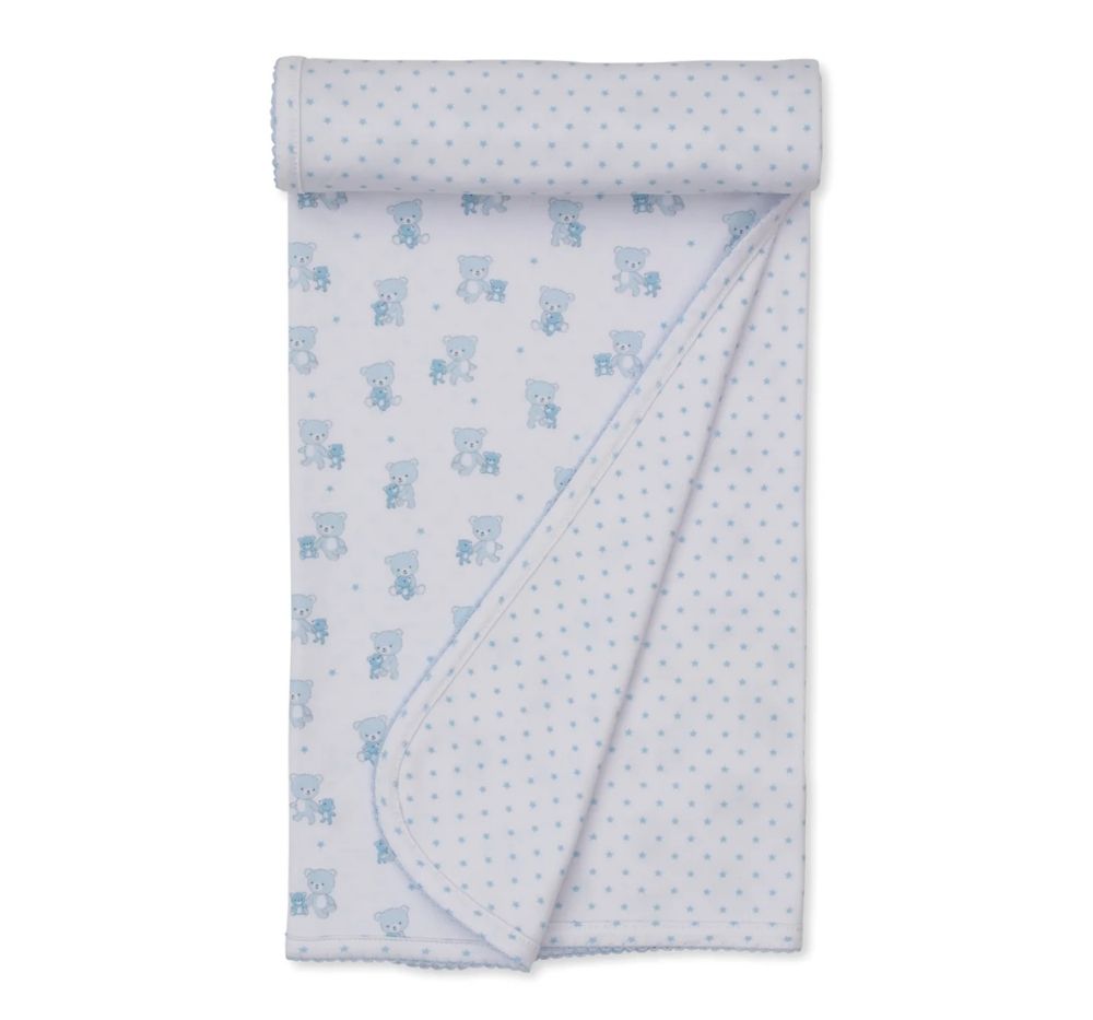 Teddy Bear Love-Reversible Blanket Light Blue