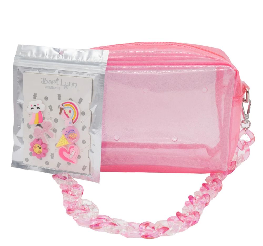 Multi Color Clear Camera Cag W/Charm Pack Pink