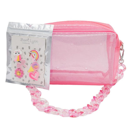 Multi Color Clear Camera Cag W/Charm Pack Pink